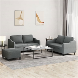 Bowery Hill Contemporary Fabric Sofa Set in Dark Gray Fabric
