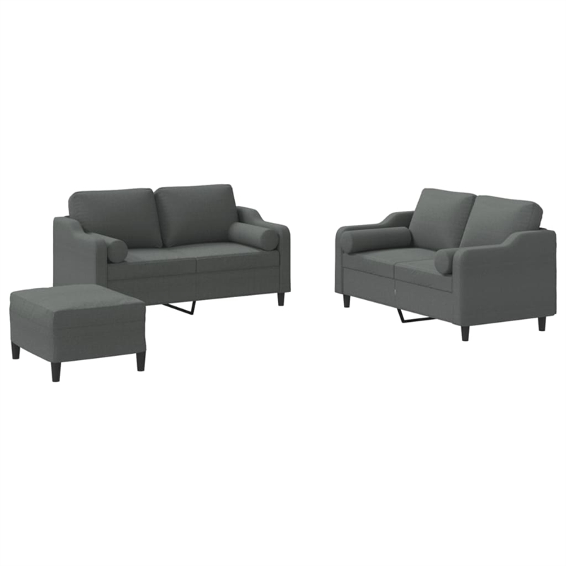 Bowery Hill Rectangular Durable Sofa Set in Dark Gray Fabric