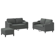 Bowery Hill Rectangular Durable Sofa Set in Dark Gray Fabric