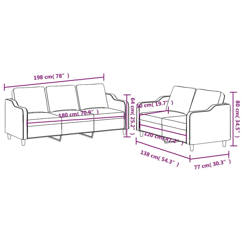 Bowery Hill Contemporary Metal Sofa Set in Dark Grey Polyester