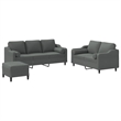 Bowery Hill Contemporary Metal Sofa Set in Dark Grey Polyester Fabric