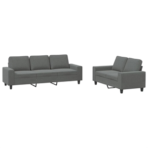 Bowery Hill Rectangular 2-Seater Sofa Set in Dark Gray Polyester