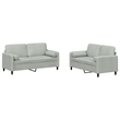 Bowery Hill Contemporary Metal Sofa Set in Light Grey Polyester Velvet