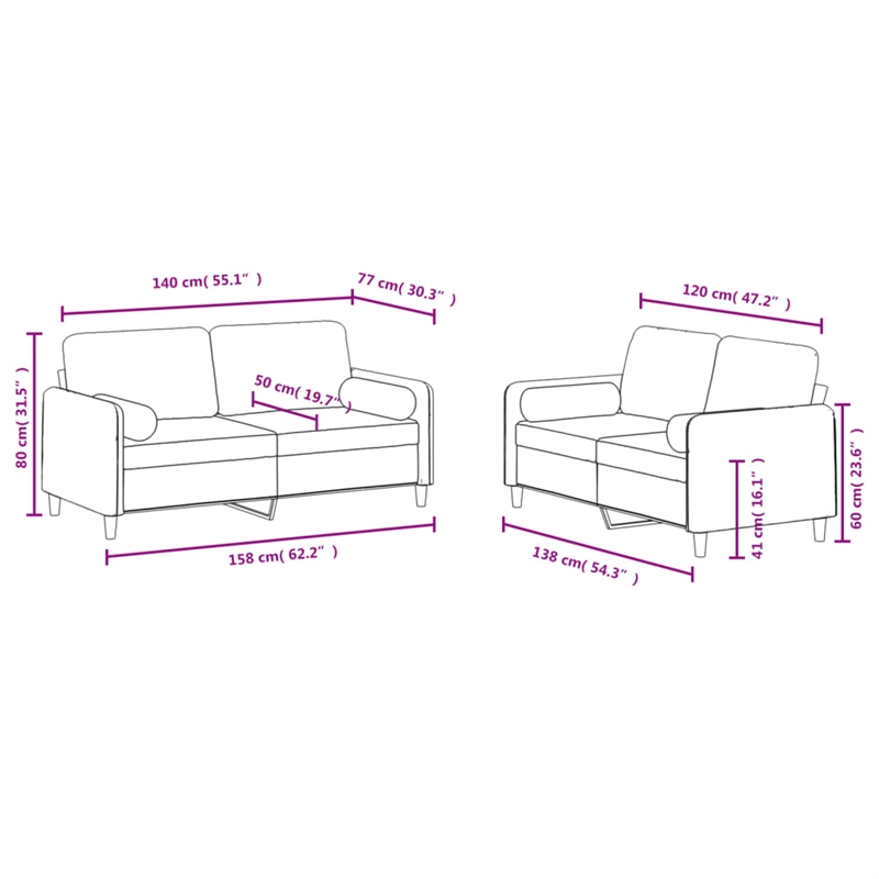 Bowery Hill Contemporary Metal Sofa Set in Light Grey Polyester Velvet