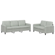 Bowery Hill Contemporary Metal Sofa Set in Light Grey Polyester Velvet