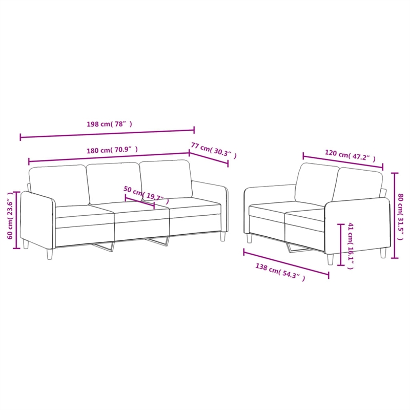 Bowery Hill Contemporary Metal Sofa Set in Light Grey Polyester Velvet