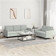 Bowery Hill Contemporary Metal Sofa Set in Light Grey Polyester Velvet