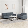 Bowery Hill Contemporary Metal Sofa Set in Dark Grey Polyester Velvet