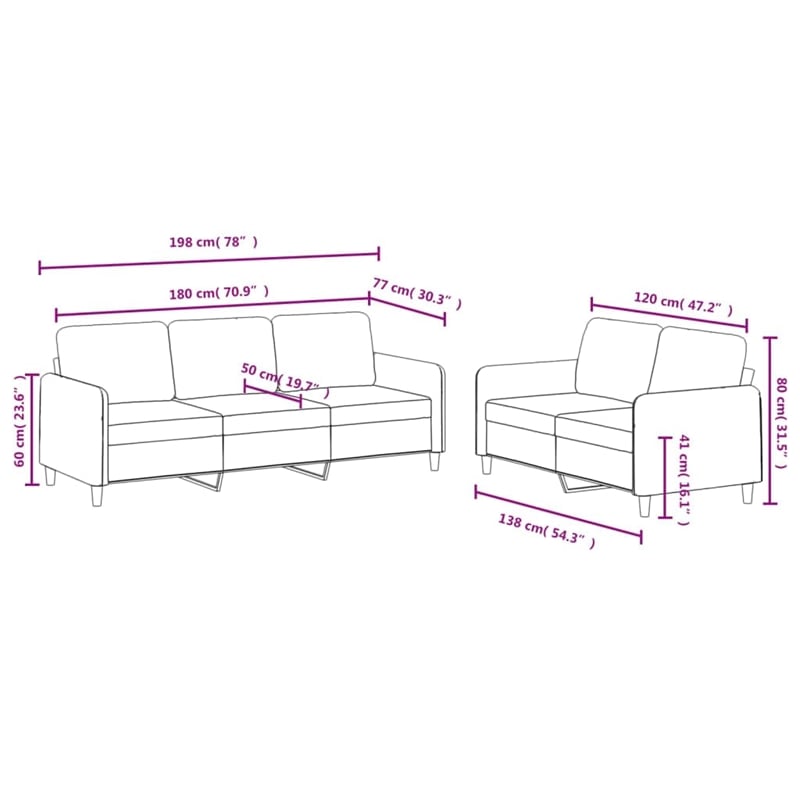 Bowery Hill Contemporary Metal Sofa Set in Dark Grey Polyester Velvet