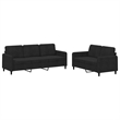 Bowery Hill Contemporary Metal Sofa Set in Black Polyester Velvet