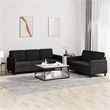 Bowery Hill Contemporary Metal Sofa Set in Black Polyester Velvet