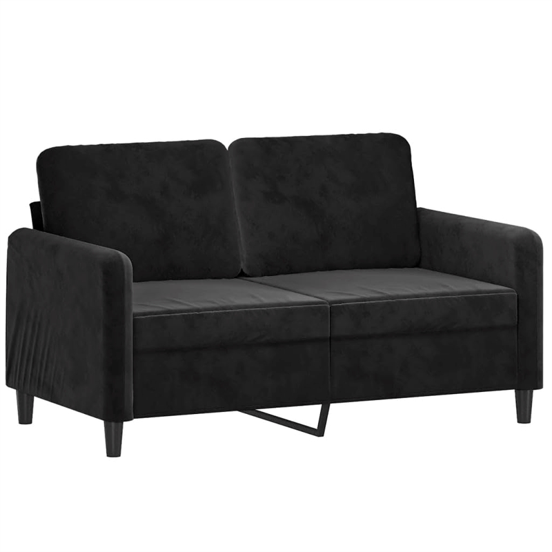 Bowery Hill Contemporary Metal Sofa Set in Black Polyester Velvet