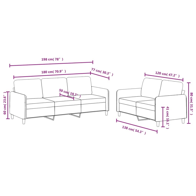 Bowery Hill Contemporary Metal Sofa Set in Black Polyester Velvet