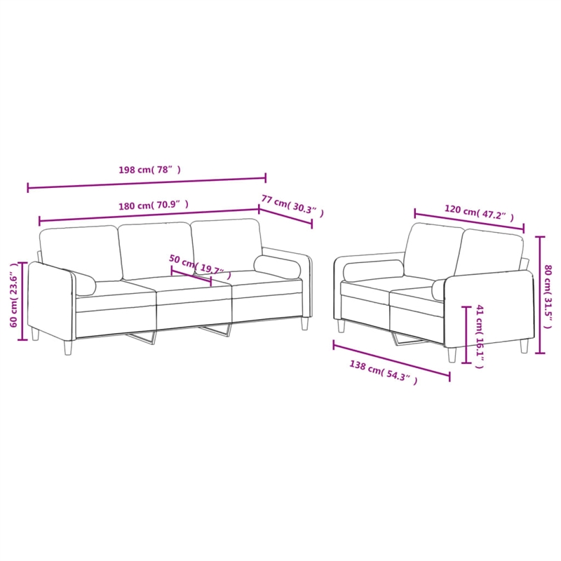 Bowery Hill Contemporary Metal Sofa Set in Dark Grey Polyester Velvet