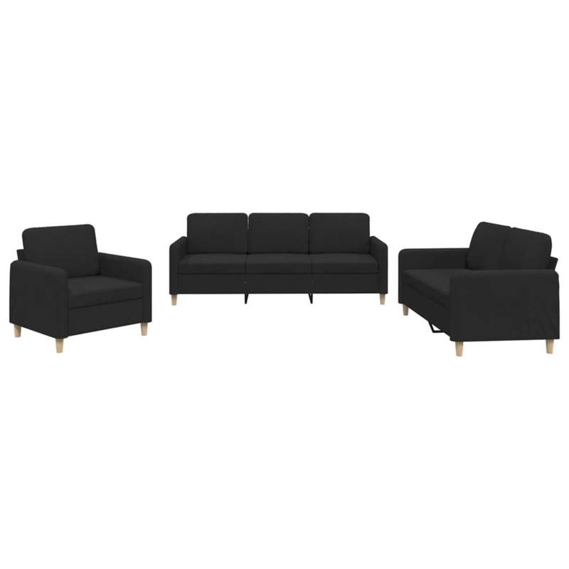Bowery Hill Contemporary Metal Sofa Set in Black Finish Polyester