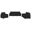 Bowery Hill Contemporary Metal Sofa Set in Black Finish Polyester