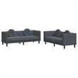 Bowery Hill Contemporary Sofa Set in Dark Gray Polyester Velvet