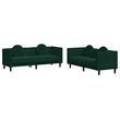 Bowery Hill Contemporary Sofa Set in Dark Green Polyester Velvet