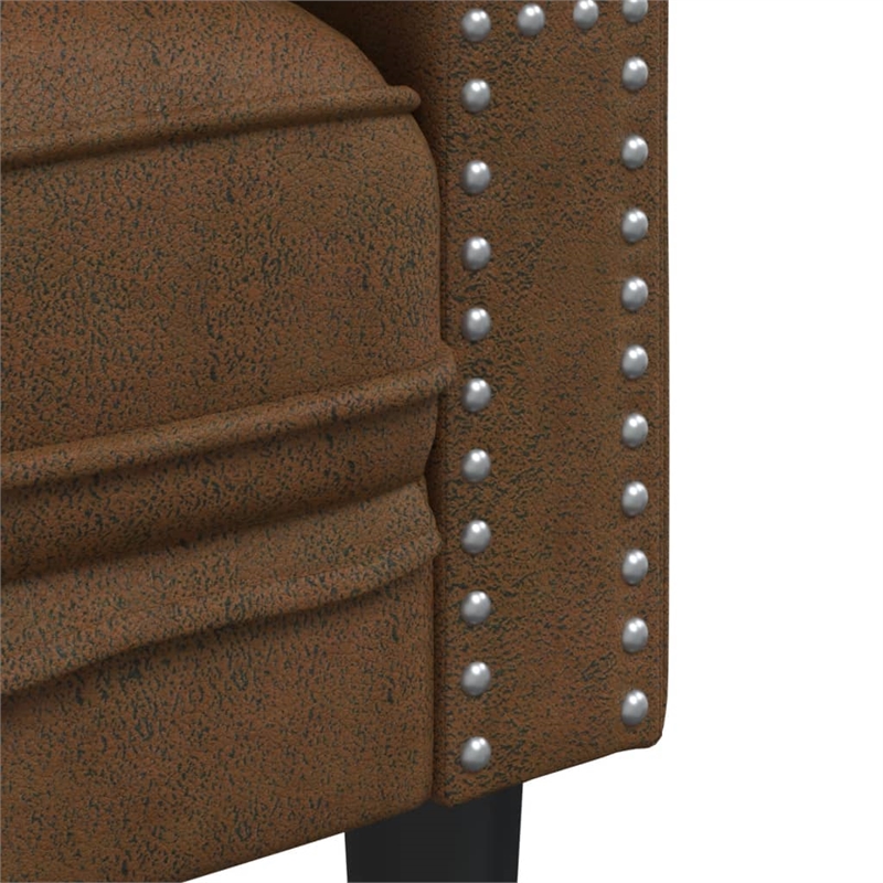 Bowery Hill Contemporary Polyester Chesterfield Sofa Set in Brown