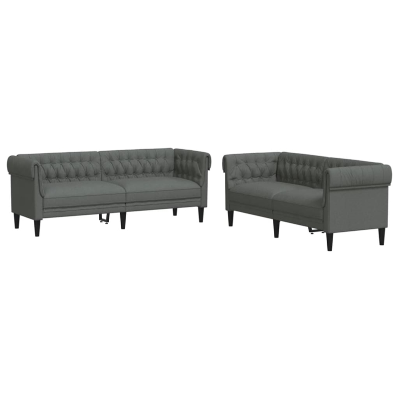 Bowery Hill Contemporary Sofa Set in Dark Grey Finish Polyester
