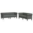 Bowery Hill Contemporary Sofa Set in Dark Grey Finish Polyester