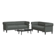 Bowery Hill Contemporary Sofa Set in Dark Grey Finish Polyester