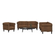 Bowery Hill Contemporary Wooden Medium Sofa Set in Brown Polyester
