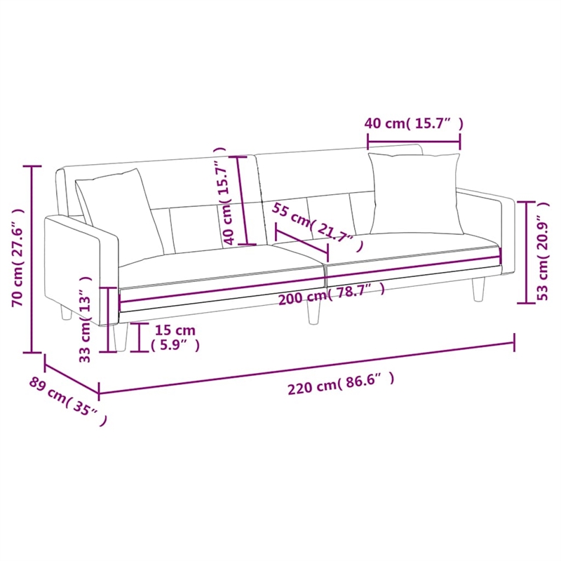 Bowery Hill Contemporary Polyester Sofa Bed in Light Gray Finish