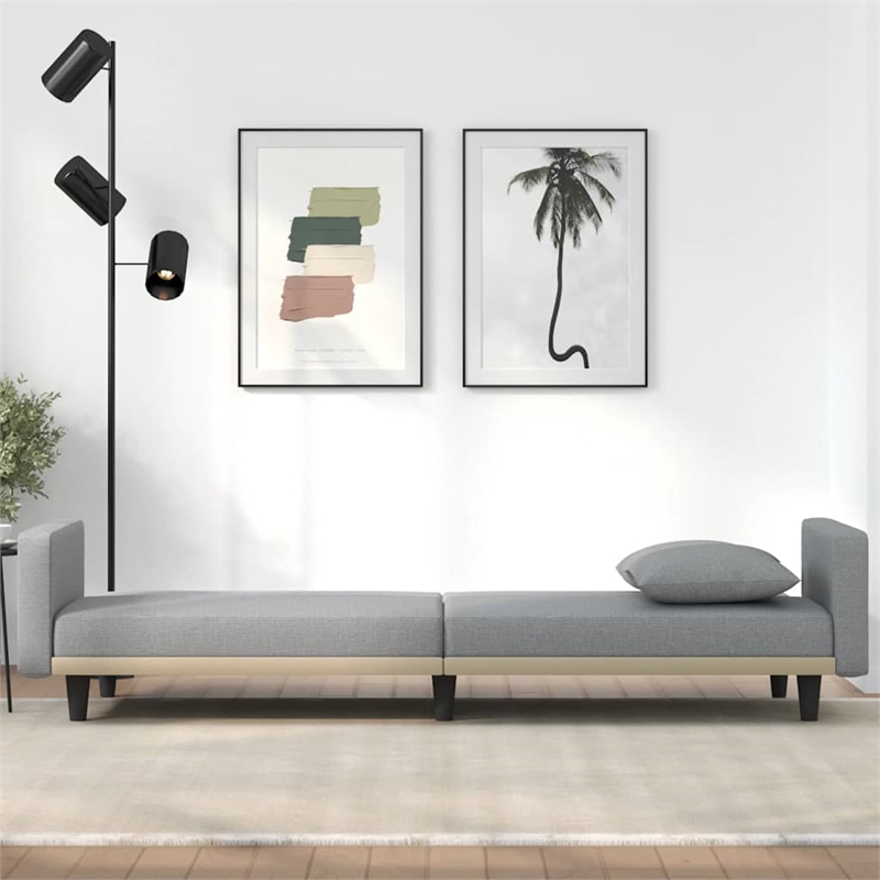Bowery Hill Contemporary Polyester Sofa Bed in Light Gray Finish