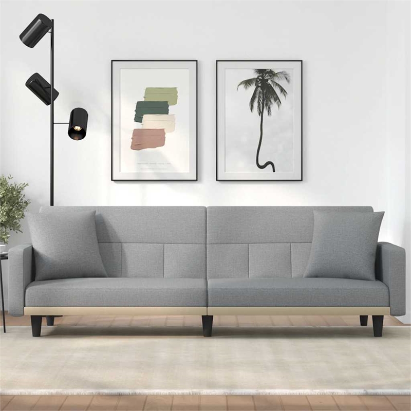 Bowery Hill Contemporary Polyester Sofa Bed in Light Gray Finish