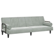Bowery Hill Standard Sofa Bed in Light Gray Polyester Velvet