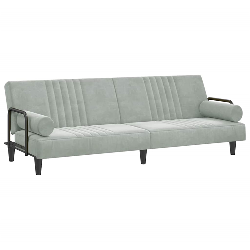 Bowery Hill Standard Sofa Bed in Light Gray Polyester Velvet