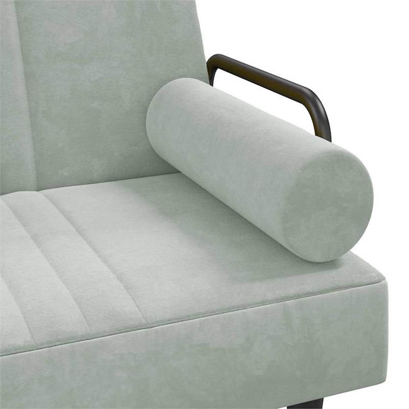 Bowery Hill Standard Sofa Bed in Light Gray Polyester Velvet