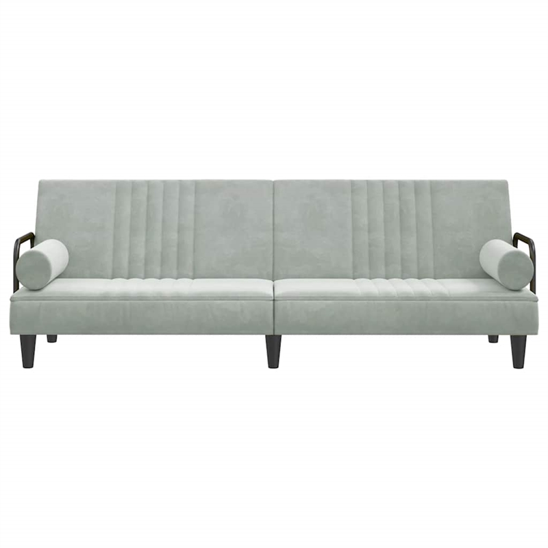 Bowery Hill Standard Sofa Bed in Light Gray Polyester Velvet