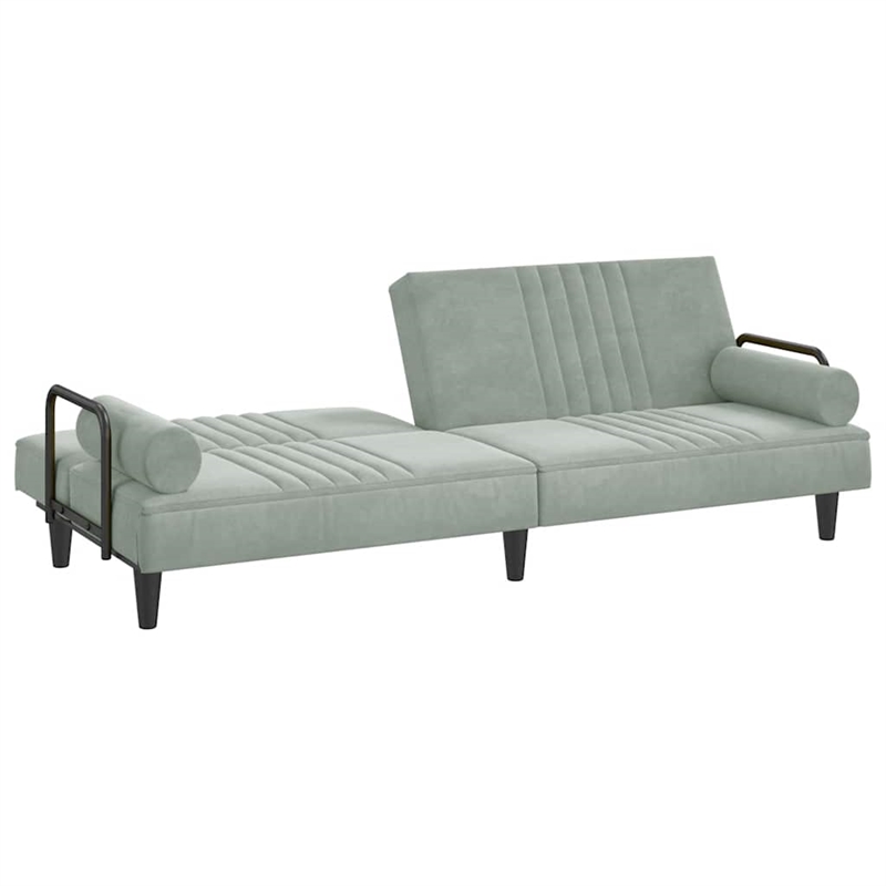 Bowery Hill Standard Sofa Bed in Light Gray Polyester Velvet
