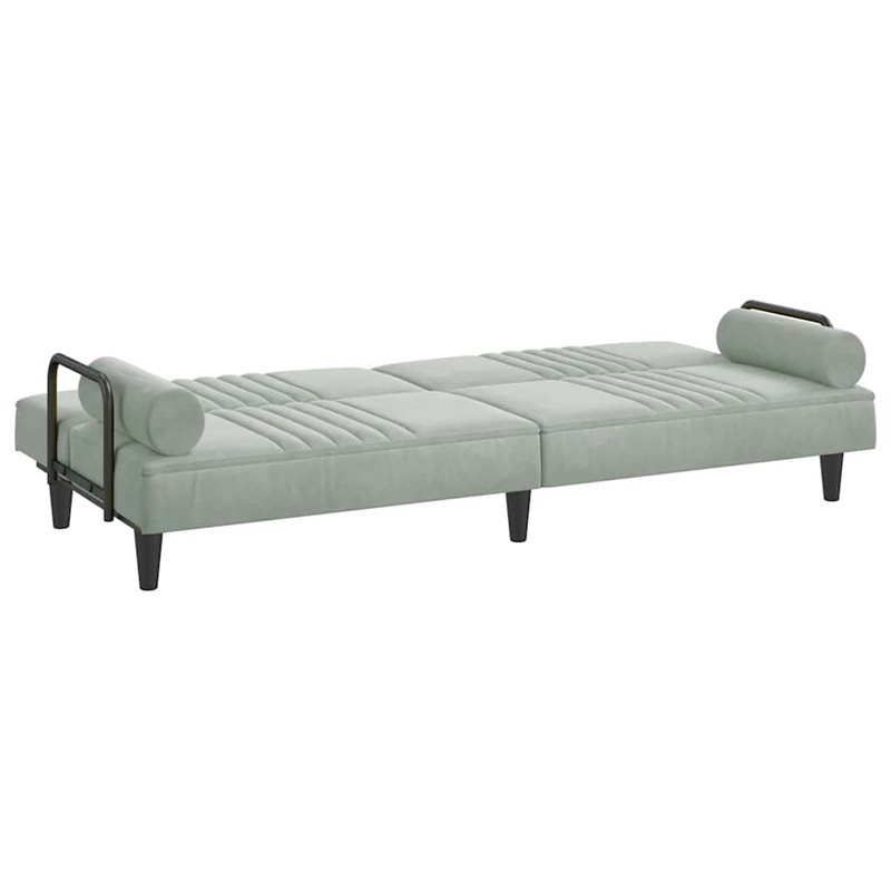 Bowery Hill Standard Sofa Bed in Light Gray Polyester Velvet