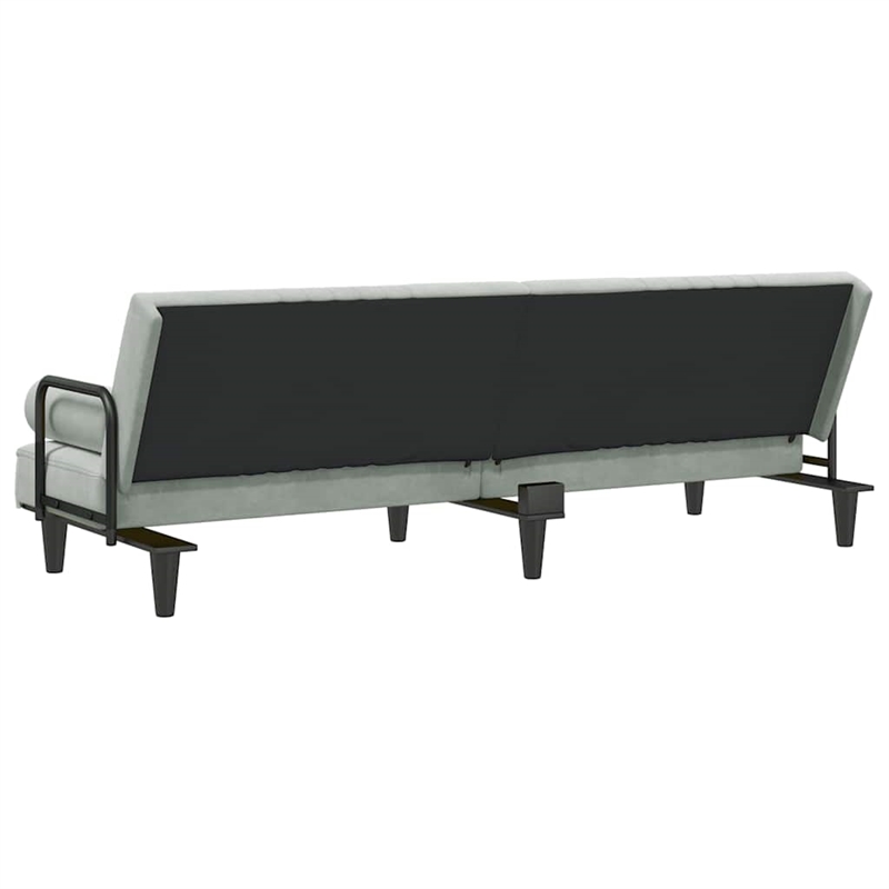 Bowery Hill Standard Sofa Bed in Light Gray Polyester Velvet