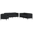 Bowery Hill Contemporary Durable Sofa Set in Black Polyester