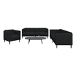Bowery Hill Contemporary Durable Sofa Set in Black Polyester