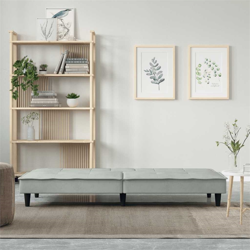 Bowery Hill Contemporary Large Sofa Bed in Light Gray Polyester
