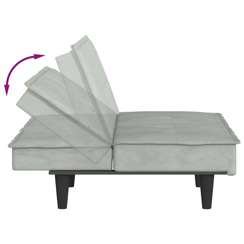Bowery Hill Contemporary Large Sofa Bed in Light Gray Polyester