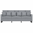 Bowery Hill Contemporary Polyester 3-Seater Sofa in Light Gray