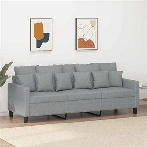 Bowery Hill Contemporary Polyester 3-Seater Sofa in Light Gray