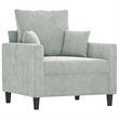 Bowery Hill Single Sofa Chair in Light Grey Polyester Velvet
