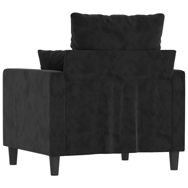 Bowery Hill Contemporary Single Sofa Chair in Black Polyester Velvet
