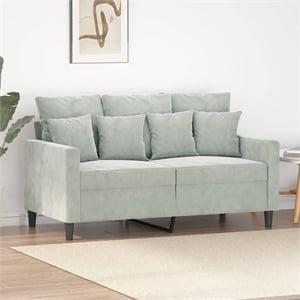 Bowery Hill Metal 2-Seater Sofa in Light Grey Polyester Velvet