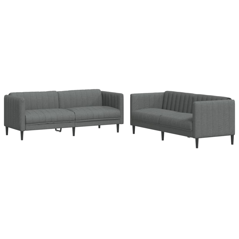 Bowery Hill Solid Wood Medium Sofa Set in Dark Grey Polyester