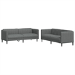 Bowery Hill Solid Wood Medium Sofa Set in Dark Grey Polyester