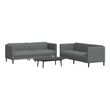 Bowery Hill Solid Wood Medium Sofa Set in Dark Grey Polyester