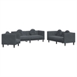 Bowery Hill Contemporary Sofa Set in Dark Grey Polyester Velvet